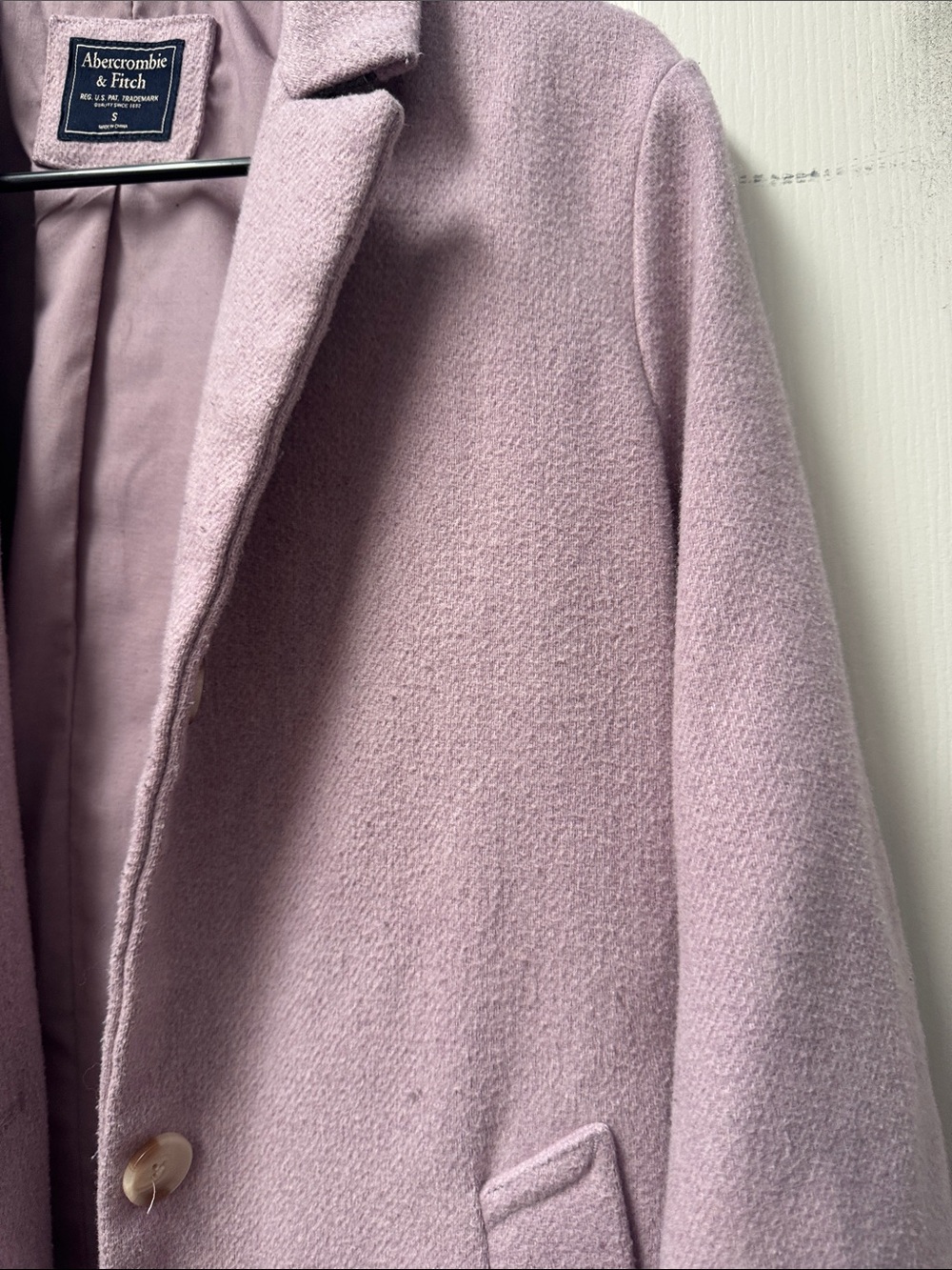 Abercrombie & Fitch Pastel Lilac Single-Breasted Wool Coat - Picture 4 of 11